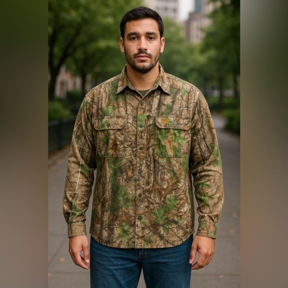 Game Winner Camo Long Sleeve Button Shirt Men’s 2XL | Outdoors Hunt Gorpcore
